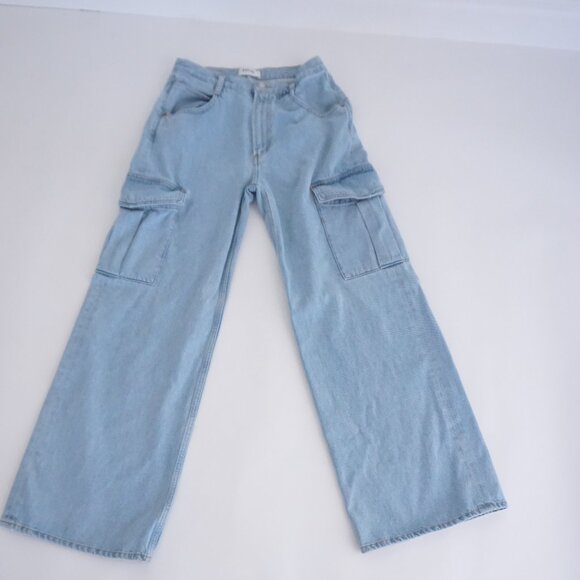 Agolde Los Angeles Utility Wide Leg Jeans Light Wash 90s Minimalist Model Off 28 - Picture 1 of 14